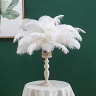 50 pack of real white ostrich feathers - 16 to 18 inches (40-45cm) - perfect for christmas, halloween, home parties, and wedding centerpieces logo