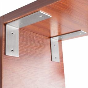 img 1 attached to YUMORE L Brackets Heavy Duty, 5X3X1.8 Inch Stainless Steel Shelf Brackets Wall Mounted For Floating Shelves Industrial Farmhouse, Includes Hardware, Pack Of 4