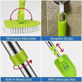 img 1 attached to 🛀 37% Off Shower Scrubber: 2-in-1 Bathroom Scrubber with Long Handle - Adjustable Shower Cleaning Brush featuring Stiff Bristles & 3 Sponge Brushes. Ideal Floor, Tub & Tile Scrub Bathroom Brush!