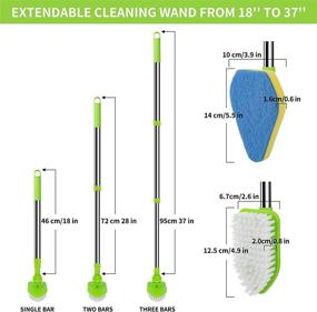 img 4 attached to 🛀 37% Off Shower Scrubber: 2-in-1 Bathroom Scrubber with Long Handle - Adjustable Shower Cleaning Brush featuring Stiff Bristles & 3 Sponge Brushes. Ideal Floor, Tub & Tile Scrub Bathroom Brush!