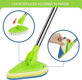 img 2 attached to 🛀 37% Off Shower Scrubber: 2-in-1 Bathroom Scrubber with Long Handle - Adjustable Shower Cleaning Brush featuring Stiff Bristles & 3 Sponge Brushes. Ideal Floor, Tub & Tile Scrub Bathroom Brush!