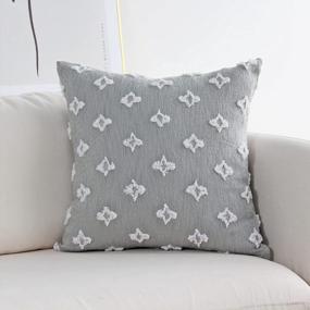 img 3 attached to Enhance Your Home Décor With JOJUSIS Rhombic Jacquard Pillow Covers - Pack Of 2, 18X18 Inches In Elegant Grey