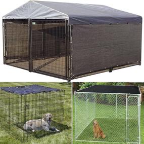 img 1 attached to 🐶 Outdoor Dog Kennel Shade Cover - 90% Sunblock Shading Cloth Net Mesh Tarp - 10x10 ft - Ideal for Large Pet Crate - Includes 12 Ball Bungee Cords