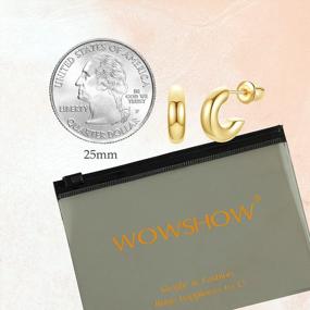 img 1 attached to Стильные и шикарные: маленькие массивные мини-серьги-кольца из толстого золота с покрытием 14К - идеальный подарок для женщин