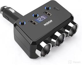 img 4 attached to 🔌 NDDI 110W Cigarette Lighter Splitter with Fast 3.1 USB Charger, Type-C Port, LED Voltage Display, and 3 Independent Switches for 12V/24V Vehicles - Black