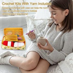img 3 attached to Complete 58-Piece Crochet Kit For Beginners With Yarn Knitting Accessories, Soft Grip Crochet Hooks, Steel Needles, Acrylic Yarn Balls, Cable Needles, And Carrying Case By Coopay