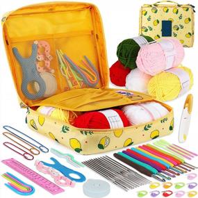 img 4 attached to Complete 58-Piece Crochet Kit For Beginners With Yarn Knitting Accessories, Soft Grip Crochet Hooks, Steel Needles, Acrylic Yarn Balls, Cable Needles, And Carrying Case By Coopay