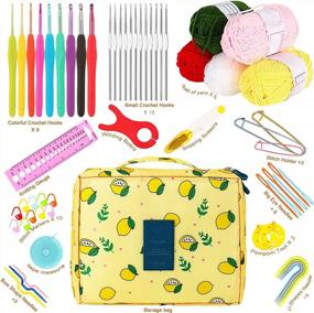 img 2 attached to Complete 58-Piece Crochet Kit For Beginners With Yarn Knitting Accessories, Soft Grip Crochet Hooks, Steel Needles, Acrylic Yarn Balls, Cable Needles, And Carrying Case By Coopay