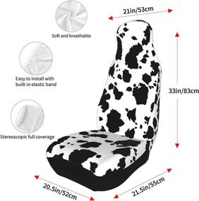 img 2 attached to Stylish 8Pcs Cow Print Car Interior Set: Seat Covers, Steering Wheel 🐄 Cover, Coasters, and Keyring for Fashionable Men and Women in Car, Truck, SUV