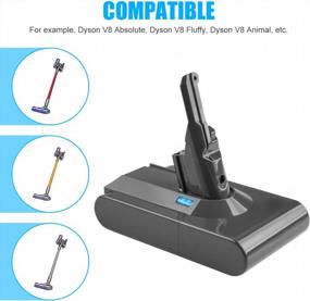 img 2 attached to Energup Li-Ion Replacement Battery For Dyson V8 SV10 Series - Compatible With V8 Animal, V8 Absolute, V8 Motorhead, V8 Fluffy Handheld Cordless Vacuum Cleaners - Replaces Dyson V8 215681 Battery