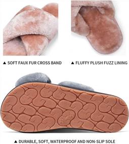 img 1 attached to Women'S Cross Band Slippers Soft Plush Furry Open Toe Fur Slide Fluffy Slip-On House Shoes Indoor Outdoor Footwear For Women