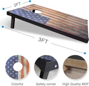 img 4 attached to Premium Solid Wood Cornhole Set For Kids & Adults - Includes 4' X 2' Game Board With American Flag Design, MDF 3'X2' Boards, And Set Of 8 Toss Bags