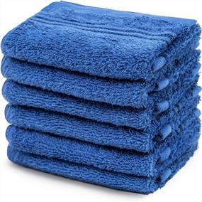 img 4 attached to HNCmua Washcloths Set Of 6 - Bathroom Washcloths - Kitchen & Bathroom Set - Navy Blue Washcloths For Spa, Salon- Soft, Ultra-Absorbent & Highly Durable - 11.02X11.81 Inch