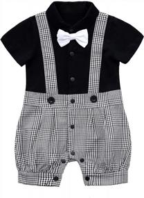 img 4 attached to HMD Baby Boy Gentleman White Tuxedo Onesie Jumpsuit With Bowtie Overall Romper, Sizes 0-18 Months