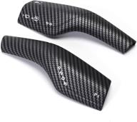 🚗 carbon fiber steering lever cover for tesla model 3 model y, gear shift cover accessories, decorative gear lever cover for tesla car (black) - junejour логотип