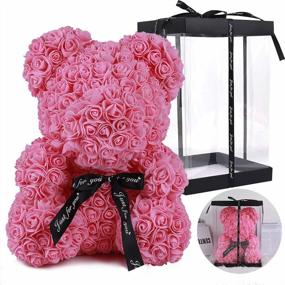 img 4 attached to RECUTMS Teddy Flower Bear Rose Teddy Bear 10 Inch Rose Bear Wedding Party Decoration Gift Box For Valentines Day Mothers Day Anniversary Birthday Present (Pink)