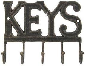 img 1 attached to 🔑 Vintage Style 5-Hook Cast Iron Key Rack Holder - Wall Decor for Keys