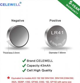 img 3 attached to CELEWELL LR41 Batteries (20-Pack) - Suitable For Digital Thermometers, AG3, L736, GP192, 392 Button Cell Devices – 43MAh Capacity And 5-Year Warranty