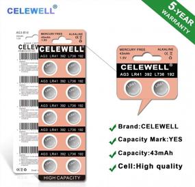img 2 attached to CELEWELL LR41 Batteries (20-Pack) - Suitable For Digital Thermometers, AG3, L736, GP192, 392 Button Cell Devices – 43MAh Capacity And 5-Year Warranty