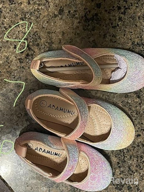 img 1 attached to 🌈 ADAMUMU Glitter Toddler Princess Colorful Flats for Girls' Shoes review by Anthony Parker