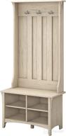 antique white hall tree with storage bench by bush furniture salinas логотип