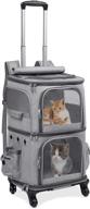 🐶 hovono double-compartment pet carrier backpack with wheels: ideal for traveling, walks, trips to the vet - designed for small cats and dogs - rolling carrier for 2 cats logo
