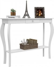 img 1 attached to Chic White Narrow Console Table With Drawer - Ideal Entryway And Accent Sofa Table