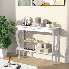 img 3 attached to Chic White Narrow Console Table With Drawer - Ideal Entryway And Accent Sofa Table