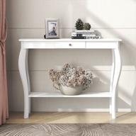 chic white narrow console table with drawer - ideal entryway and accent sofa table логотип
