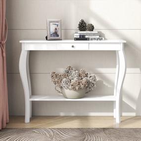 img 4 attached to Chic White Narrow Console Table With Drawer - Ideal Entryway And Accent Sofa Table