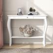 chic white narrow console table with drawer - ideal entryway and accent sofa table logo