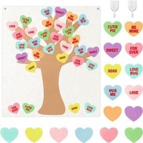 img 4 attached to WATINC Valentine Conversation Heart Tree Felt Craft Kit - Набор DIY Love Tree для детей, малышей и занятий в классе - 43 предмета для доски объявлений ко Дню святого Валентина, декора стен и игр для вечеринок