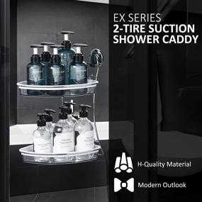 img 3 attached to Stainless Steel 2 Tier Corner Shower Caddy With Suction Cups - No Drilling Required - Removable Bathroom Basket Shelf With Hooks For Wall Mounted Organization - Waterproof And Chromed