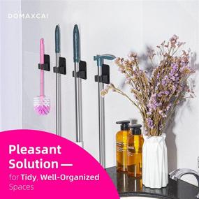 img 1 attached to DOMAXCAI 4 Pack Broom Holder Wall Mount: Super Anti-Slip Broom Hanger Gripper for Kitchen, Bathroom, Closet, Garden Garage