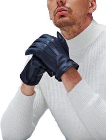 img 4 attached to YISEVEN Touchscreen Classical Sheepskin Motorcycle Men's Gloves & Mittens - Quality Accessories for Optimal Performance