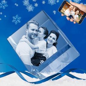 img 4 attached to 3D Crystal Photo Personalized Christmas Gift With Your Own Photo For Family Mom Dad Engraved Diamond Crystal Unique Birthday Gift 3D Etched Picture Anniversary Couple Gift For Wife Husband Large