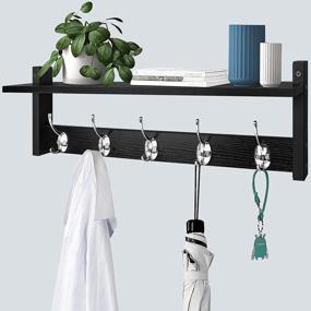 img 3 attached to 🧥 Homode 24" Long Coat Rack Wall Mount Shelf with Hooks - Stylish Organizational Solution for Entryways, Bathrooms, and Closets!