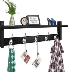 img 4 attached to 🧥 Homode 24" Long Coat Rack Wall Mount Shelf with Hooks - Stylish Organizational Solution for Entryways, Bathrooms, and Closets!