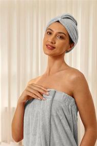 img 2 attached to 👗 Zexxxy Women's Spa/Bath Body Wraps & Hair Towel: Ultimate Lightweight Knee Length Shower Wrap with Adjustable Closure XS-XXXL