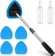 🧼 knafit upgraded 25.6" extendable windshield cleaning tool kit, microfiber pads, spray bottles, car window cleaner - multifunctional blue windshield cleaner tool logo