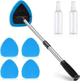 img 4 attached to 🧼 KNAFIT Upgraded 25.6" Extendable Windshield Cleaning Tool Kit, Microfiber Pads, Spray Bottles, Car Window Cleaner - Multifunctional Blue Windshield Cleaner Tool
