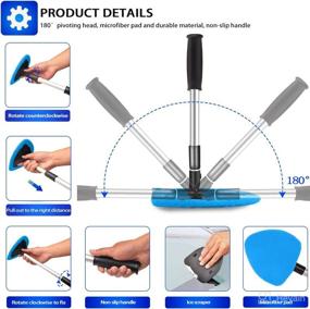 img 2 attached to 🧼 KNAFIT Upgraded 25.6" Extendable Windshield Cleaning Tool Kit, Microfiber Pads, Spray Bottles, Car Window Cleaner - Multifunctional Blue Windshield Cleaner Tool