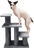 🐾 furhaven pet furniture - steady paws easy multi-step dog stairs for high beds and sofas, gray, 3-step logo