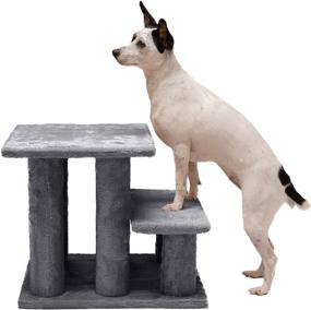 img 1 attached to 🐾 Furhaven Pet Furniture - Steady Paws Easy Multi-Step Dog Stairs for High Beds and Sofas, Gray, 3-Step