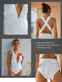img 1 attached to Flaunt Your Figure With MOLYBELL'S High Waisted White Ribbed Swimsuit - Perfect For Tummy Control