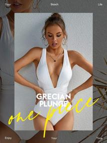 img 3 attached to Flaunt Your Figure With MOLYBELL'S High Waisted White Ribbed Swimsuit - Perfect For Tummy Control