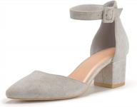шикарно и утонченно: туфли-лодочки laicigo с острым носком, ремешком на щиколотке и блочным каблуком для женских классических сандалий логотип