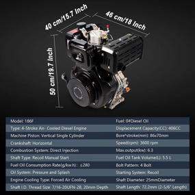 img 2 attached to TBVECHI Diesel Engine, 4 Stroke 10HP Diesel Motor Engine Heavy Duty Single Cylinder Air- Cooled Recoil 3600RPM, Single Cylinder Air Cooled Machine