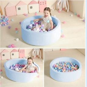 img 1 attached to Получите идеальный подарок для своих малышей - TRENDBOX 35-дюймовые ямы с мягкими пенопластовыми шариками и бассейн с шариками для игр малышей!