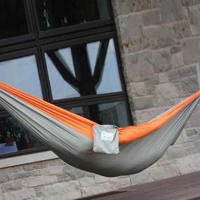 img 3 attached to Relax In Style: Grey/Orange Parachute Nylon Double Hammock By Vivere